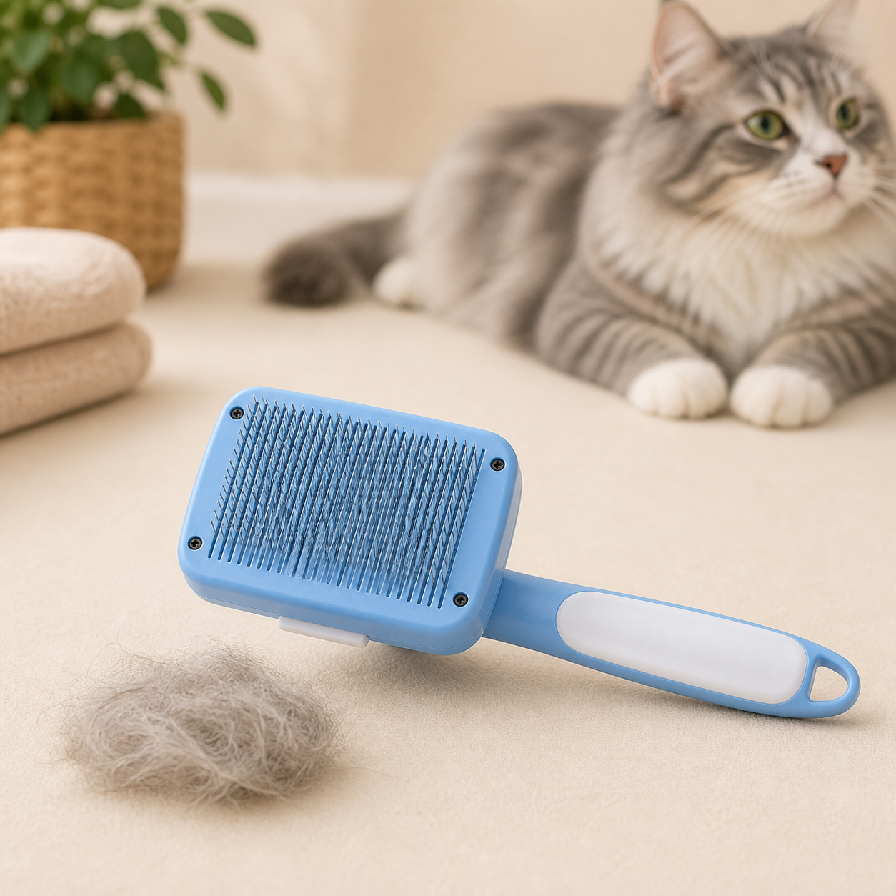 One-Touch Self-Cleaning Pet Grooming Brush